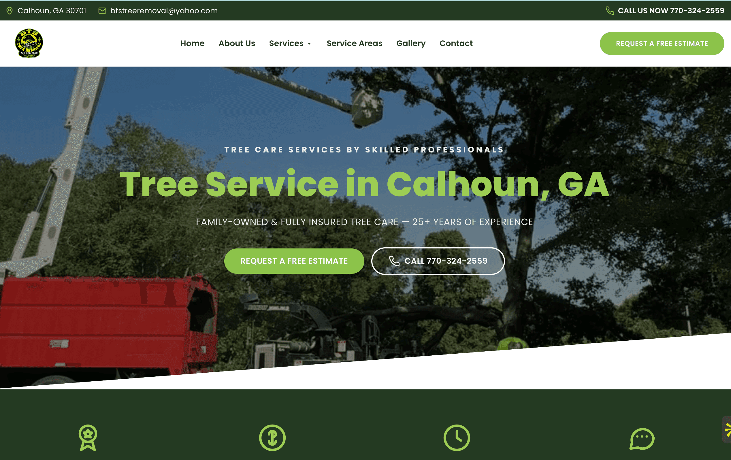 BTS Tree Removal website built by Hoagland Software Solutions